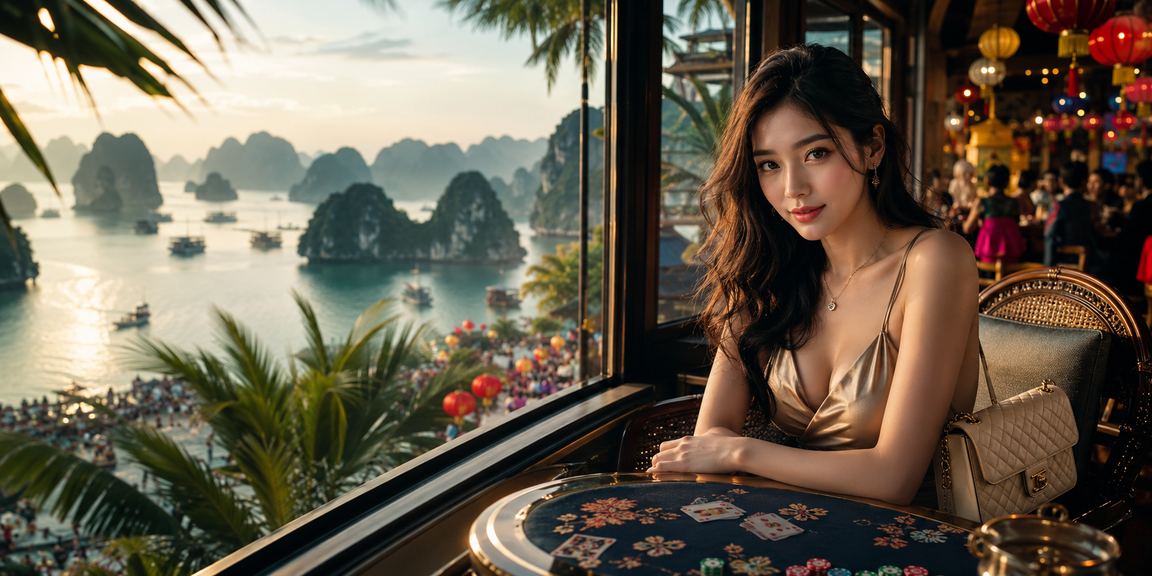 Cảnh chơi bài thư giãn bên vịnh Hạ Long với cà phê Việt Nam